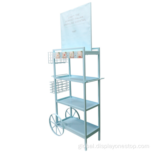 Wine Country Design Promotion Stand Metal wine display with big wheels Factory